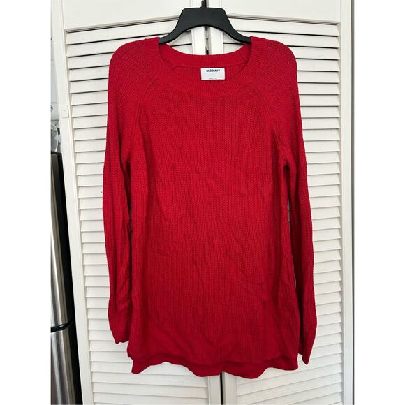 Old Navy Chunky Knit Red Pullover Sweater, Size Large - Picture 1 of 6